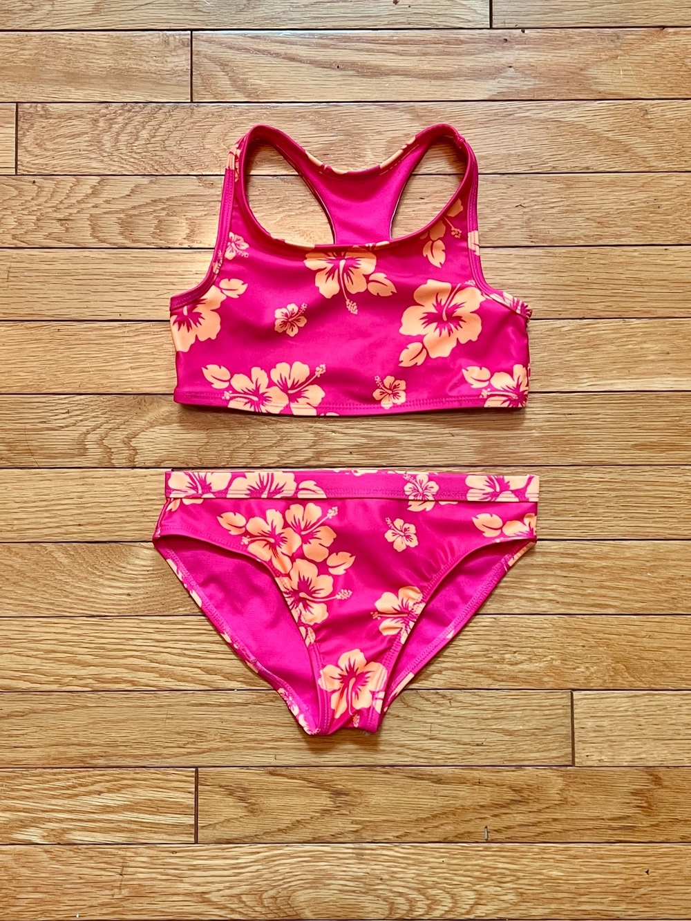 💕NWT Sz 7/8 Pink and Yellow Floral Two-Piece Swim Set!